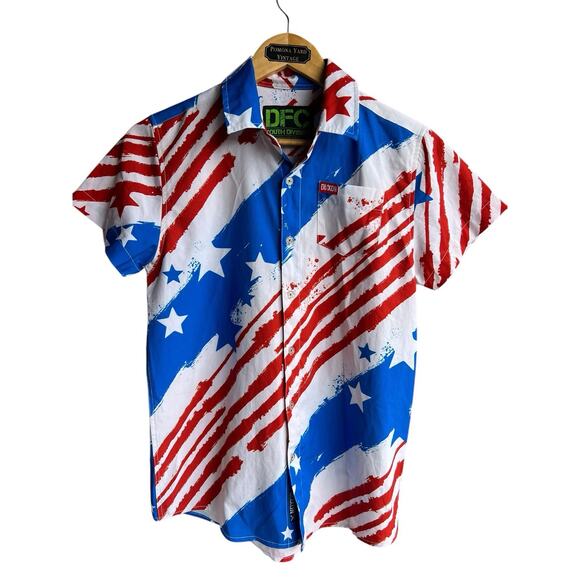 DIXXON Youth FLANNEL LARGE “The O.G." SHORT SLEEVE PARTY SHIRT OG MERICA' - Picture 1 of 8